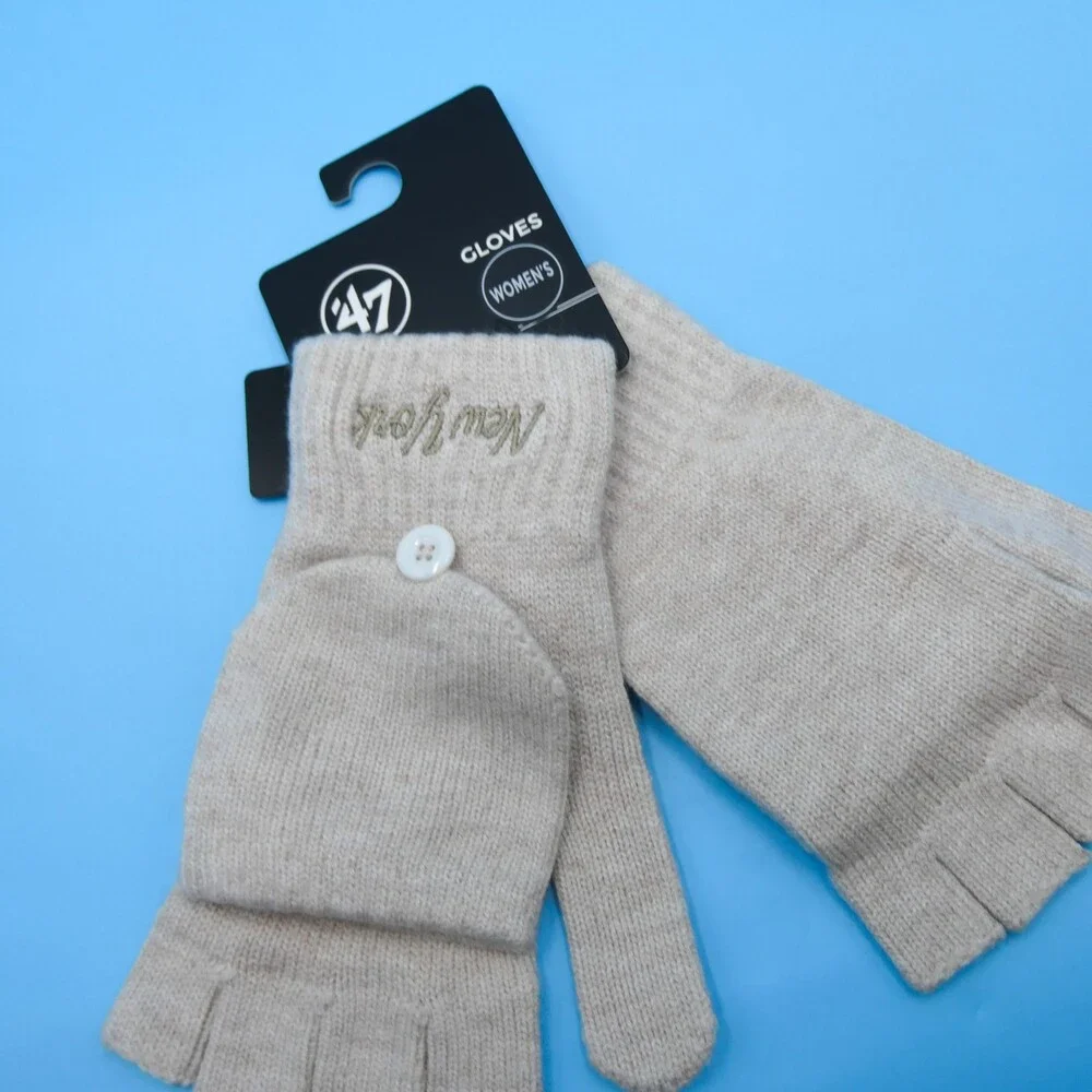 '47 Brand New York Giants Winter‎ Gloves Womens NBA Basketball Beige Open Finger